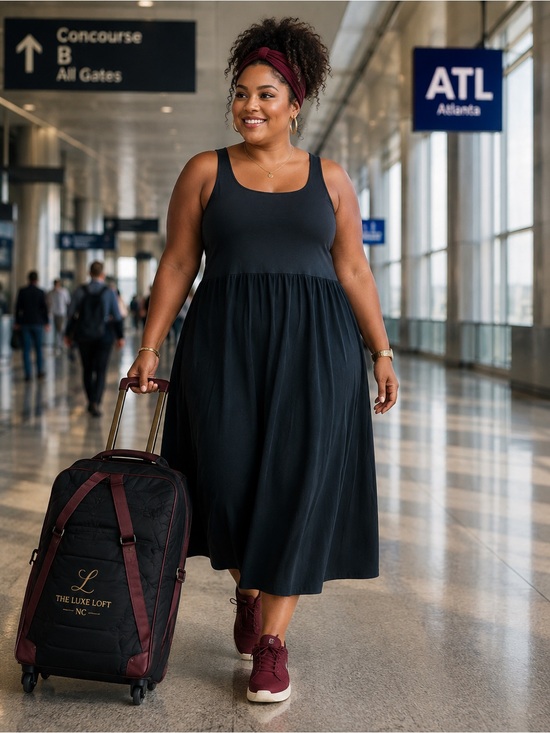 all in motion Dresses & Skirts - All In Motion Black Travel Dress XXL | Airport Athleisure UPF 50+ Pockets NWT